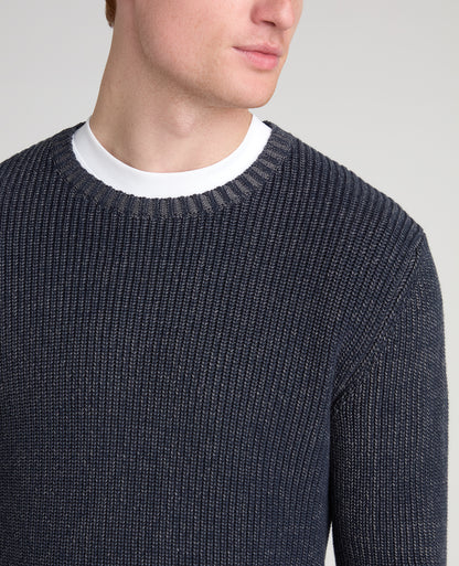 Navy Two Tone Cotton Jumper