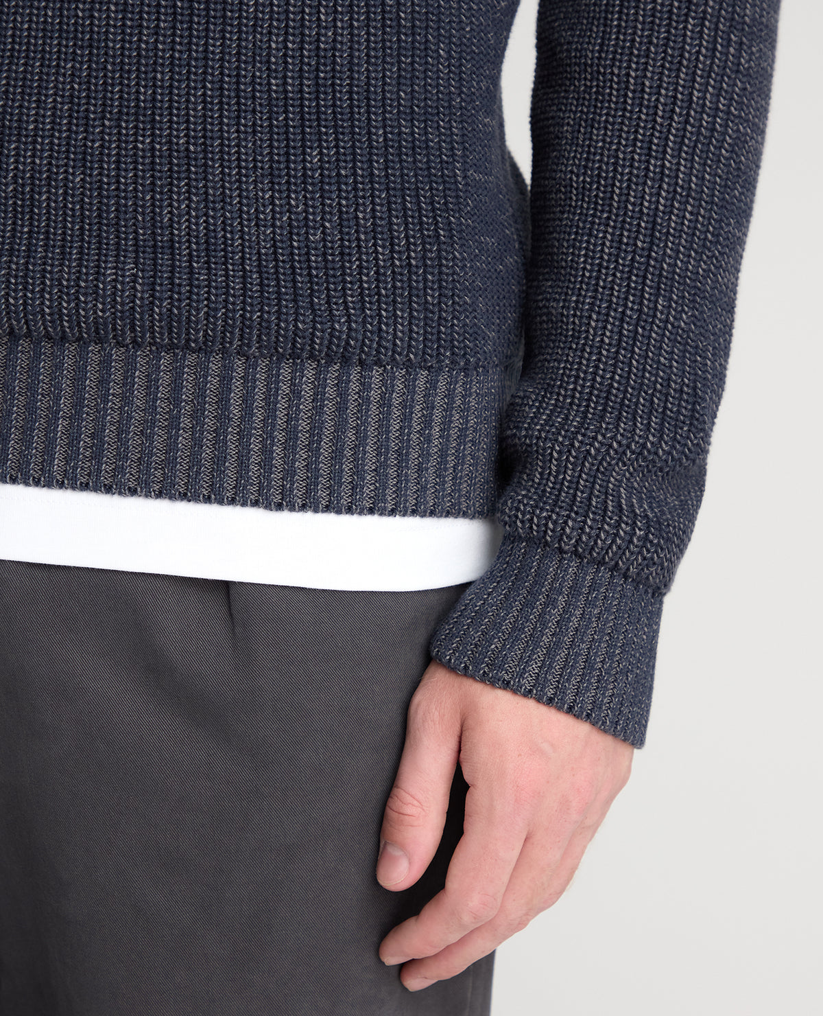 Navy Two Tone Cotton Jumper
