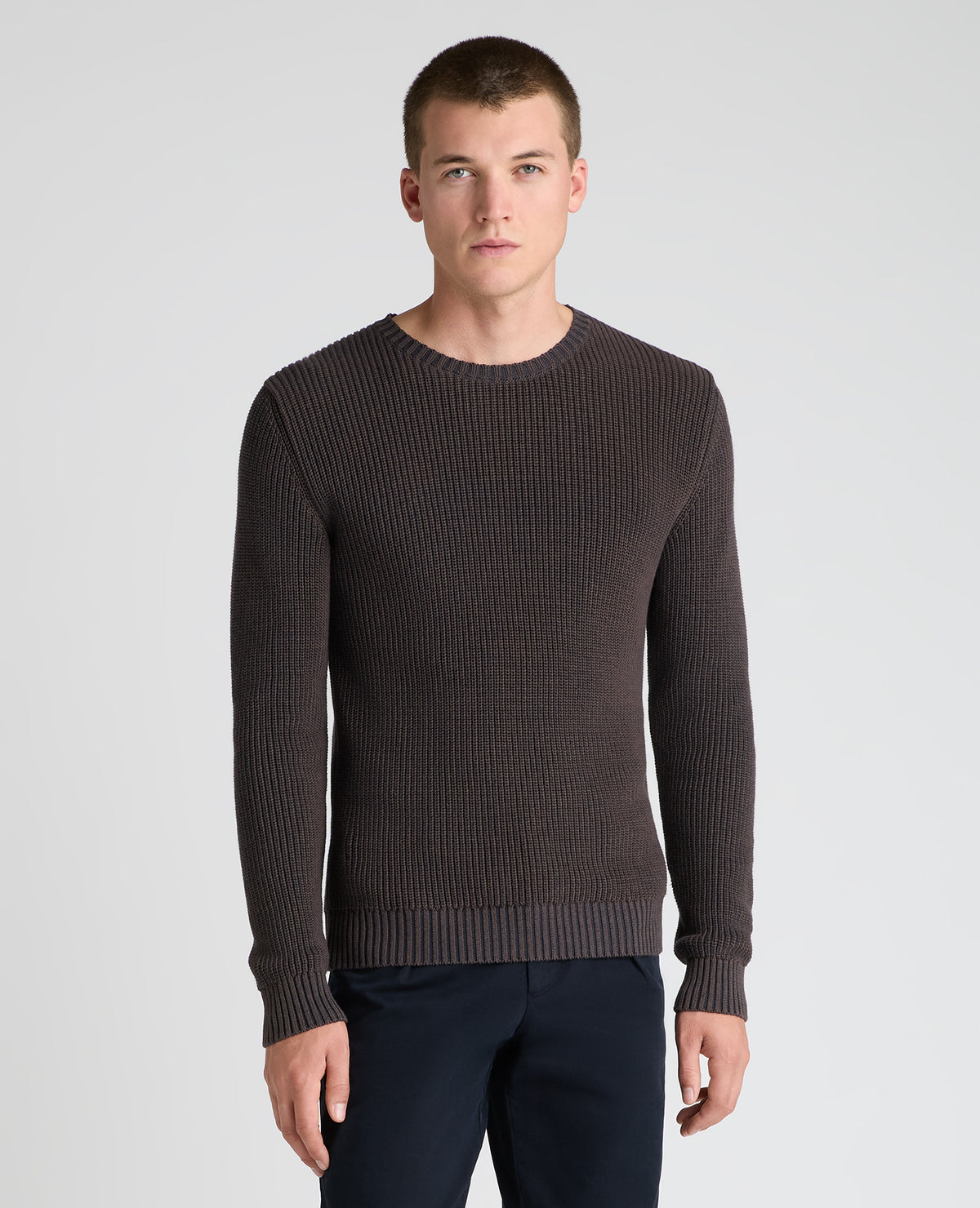 Dark Brown Two Tone Cotton Jumper