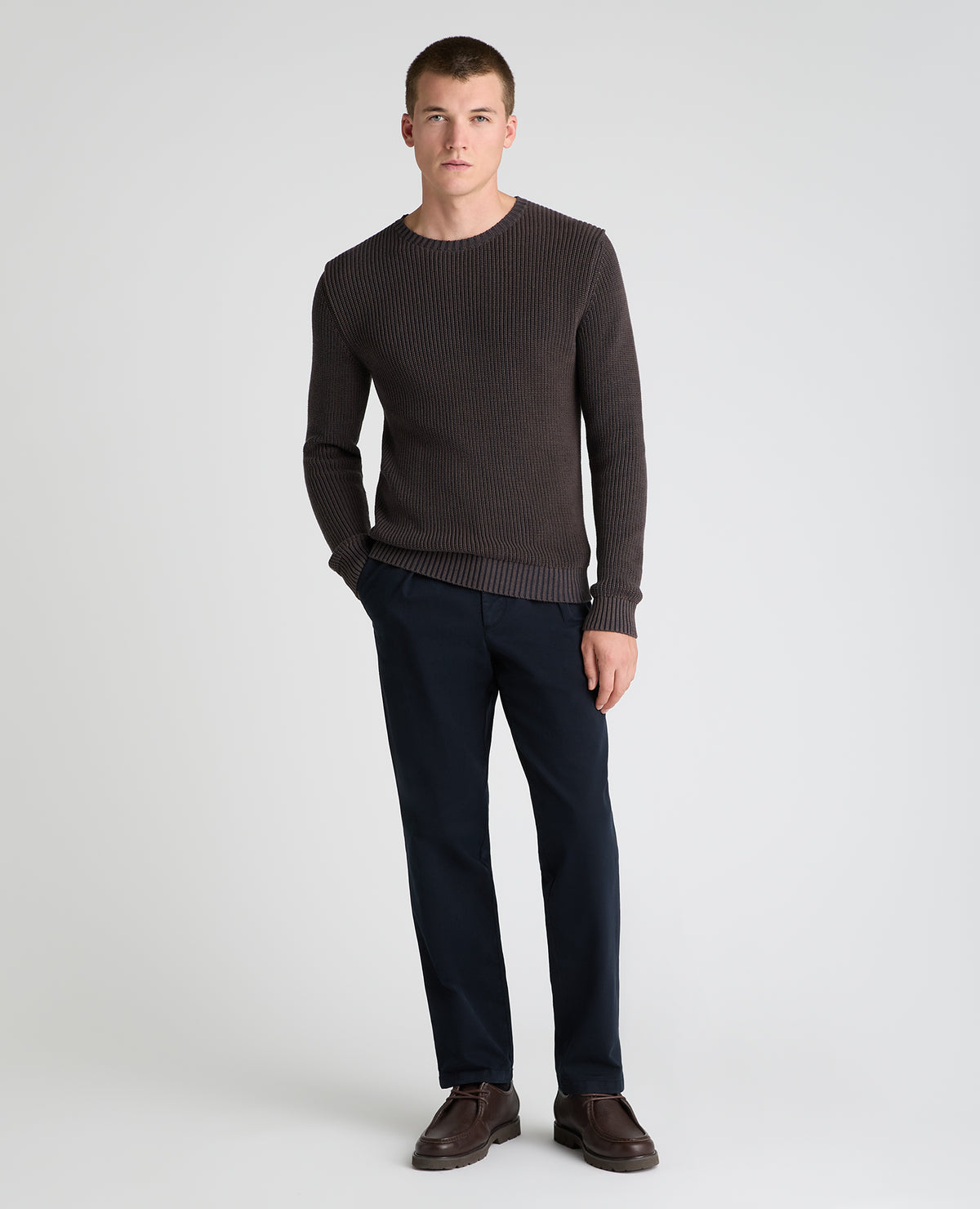 Dark Brown Two Tone Cotton Jumper