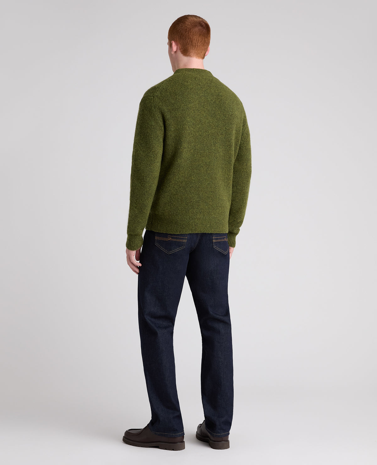 Green Crossed V Neck Wool Blend Jumper