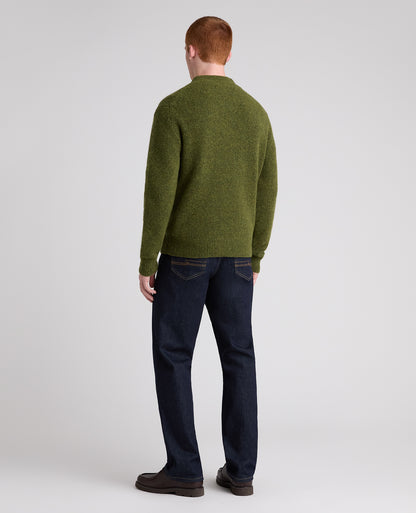 Green Crossed V Neck Wool Blend Jumper