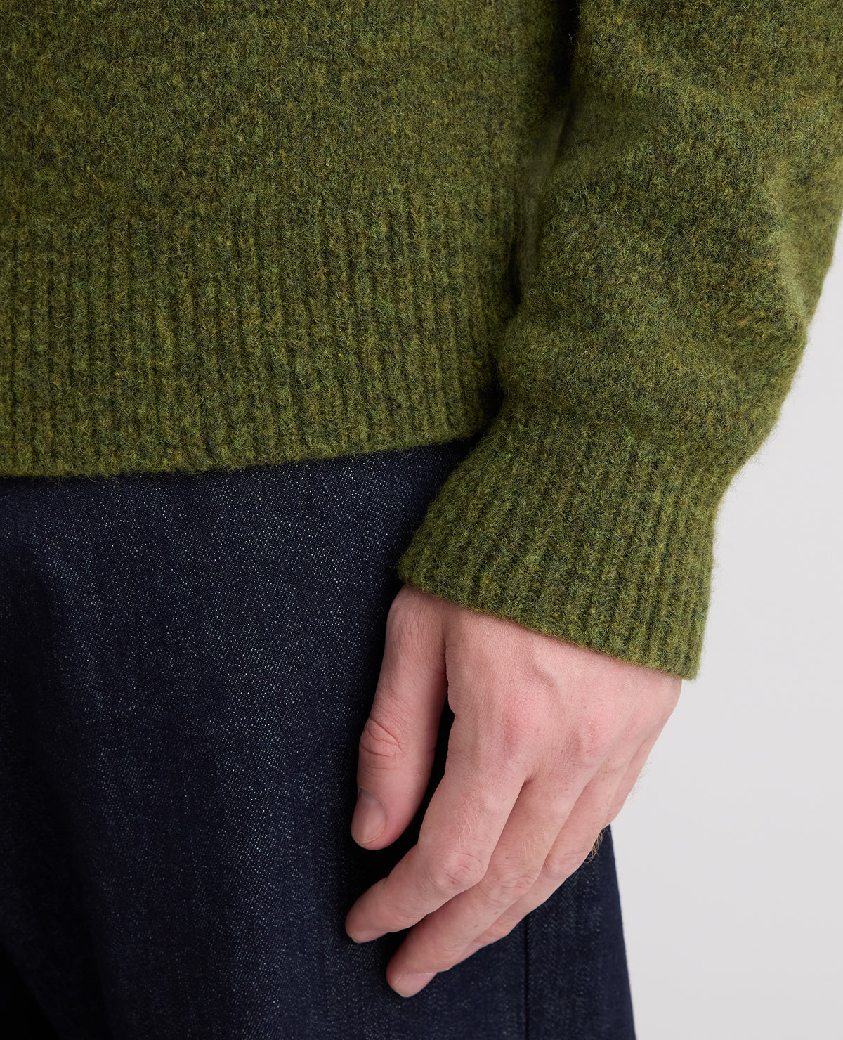 Green Crossed V Neck Wool Blend Jumper