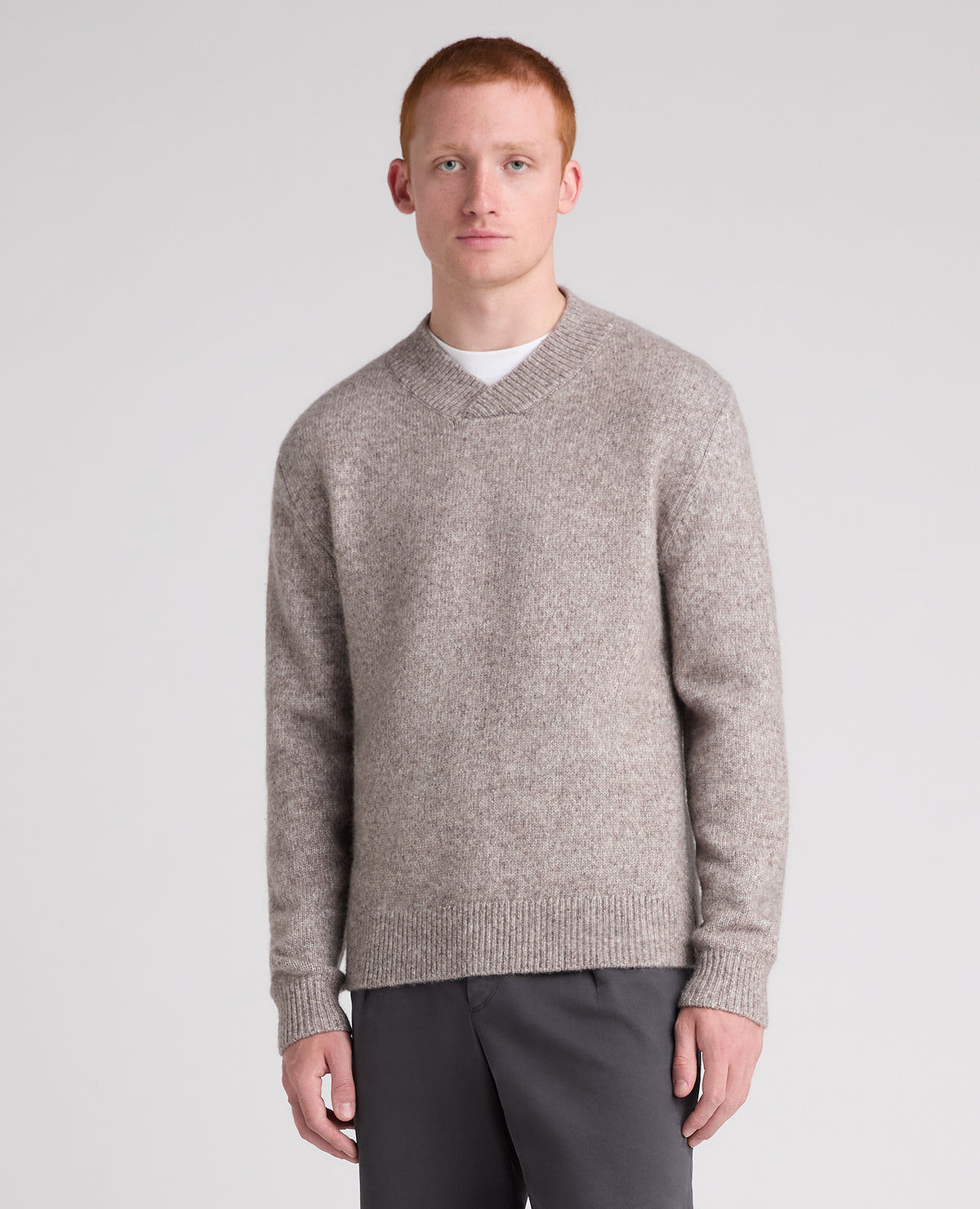 Stone Crossed V Neck Wool Blend Jumper
