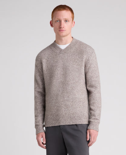 Stone Crossed V Neck Wool Blend Jumper