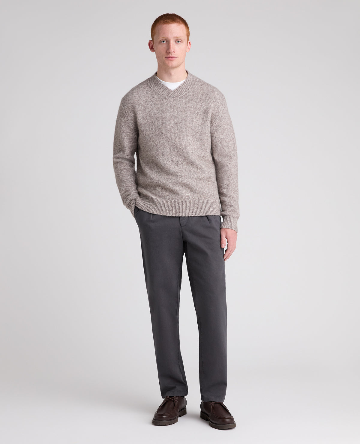 Stone Crossed V Neck Wool Blend Jumper