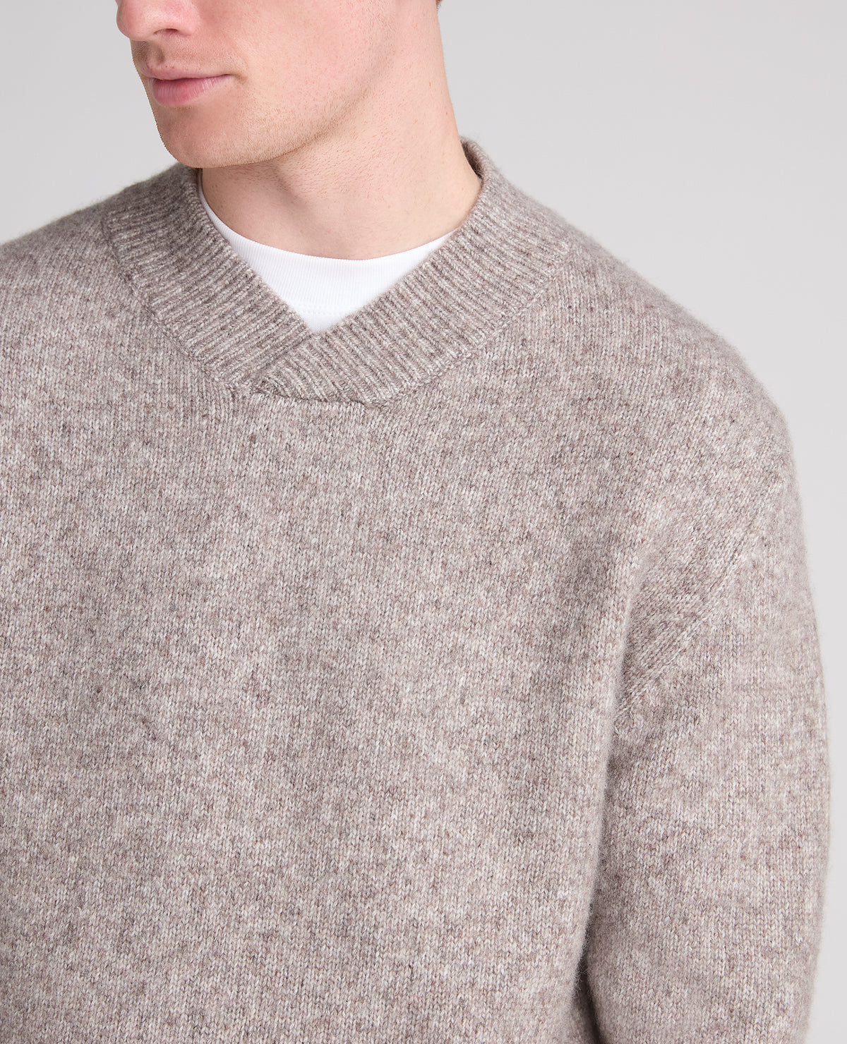Stone Crossed V Neck Wool Blend Jumper