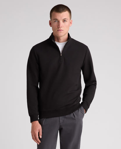 Black Branded Stretch Half Zip Jumper
