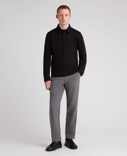 Black Long Sleeve Cotton Polo Shirt
