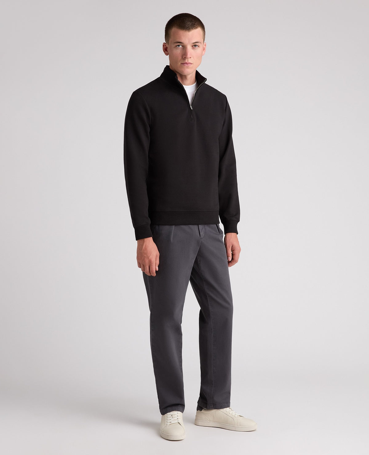 Black Branded Stretch Half Zip Jumper