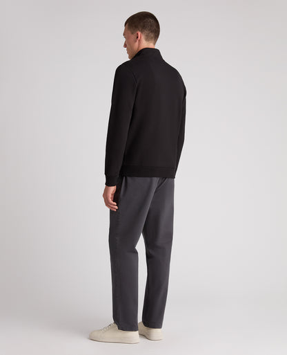 Black Branded Stretch Half Zip Jumper