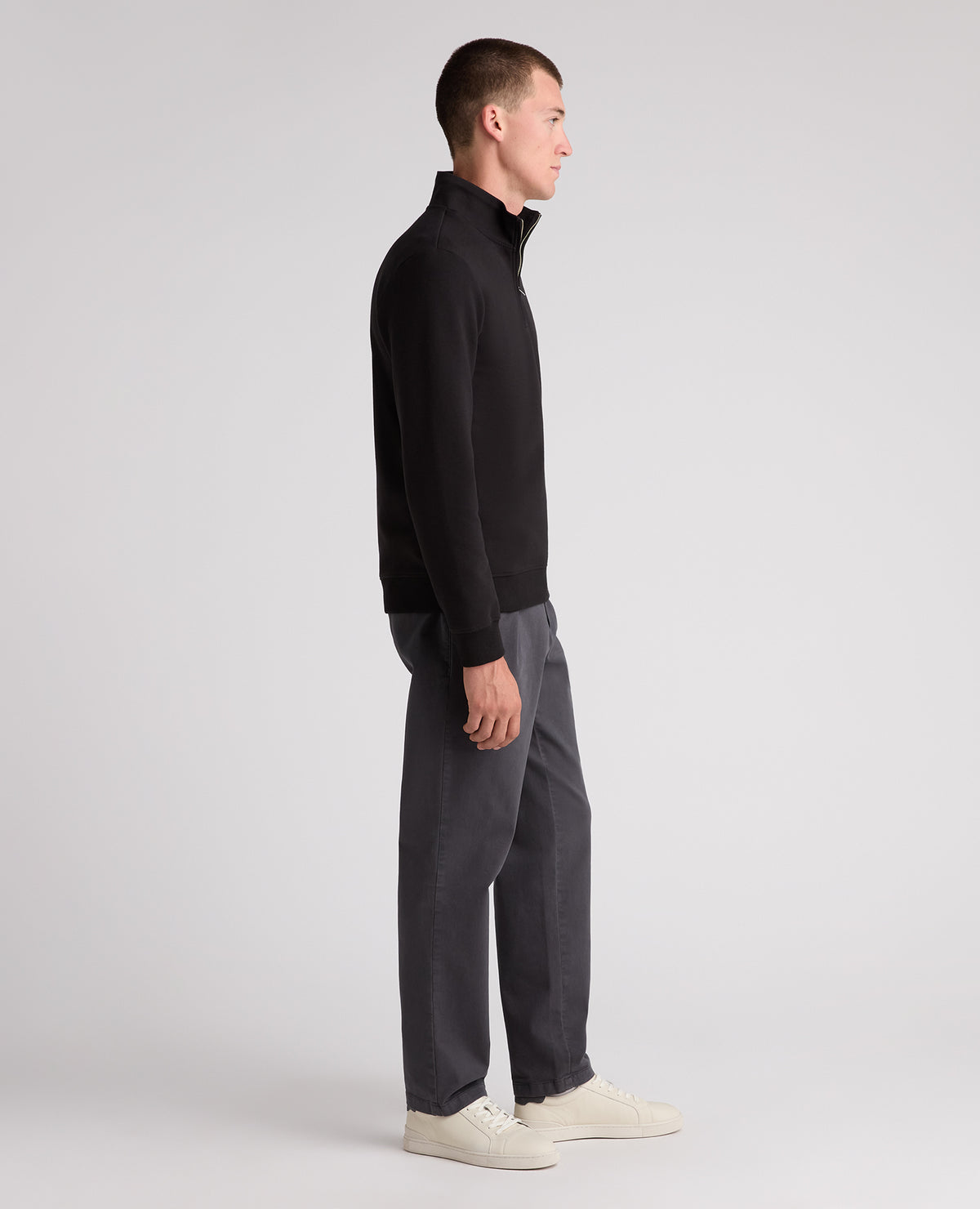 Black Branded Stretch Half Zip Jumper