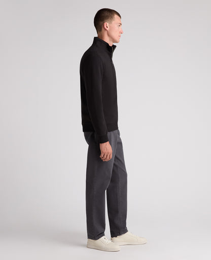 Black Branded Stretch Half Zip Jumper