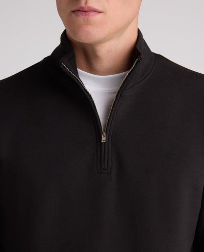 Black Branded Stretch Half Zip Jumper