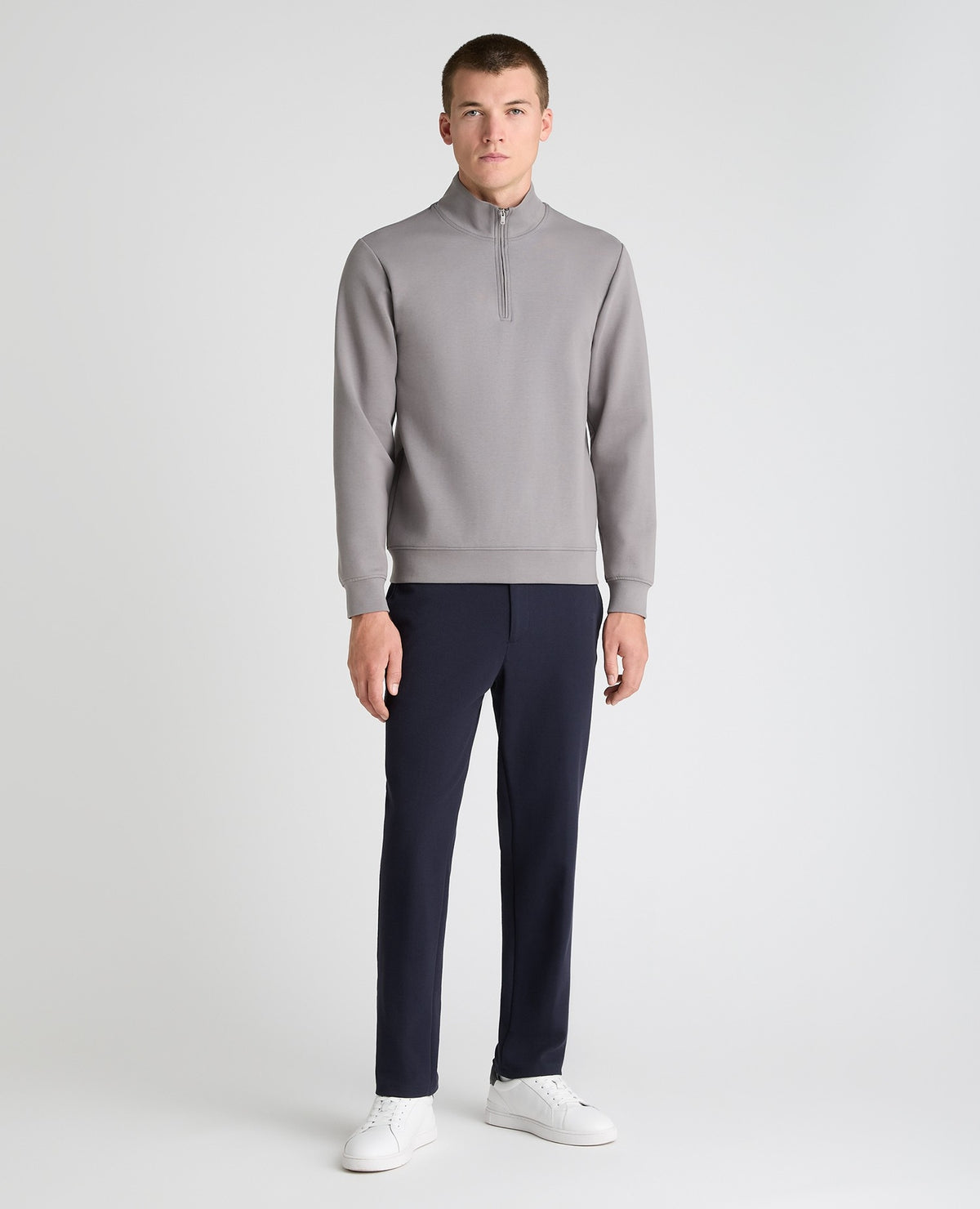 Grey Branded Stretch Half Zip Jumper