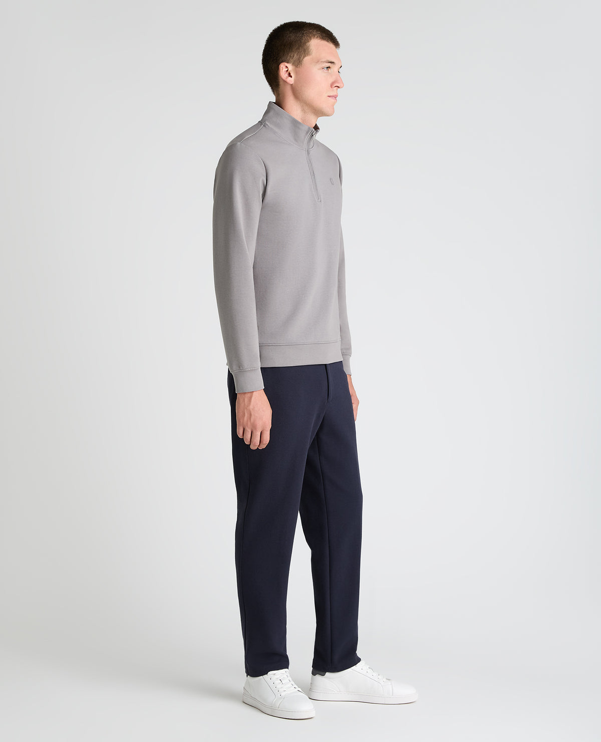 Grey Branded Stretch Half Zip Jumper