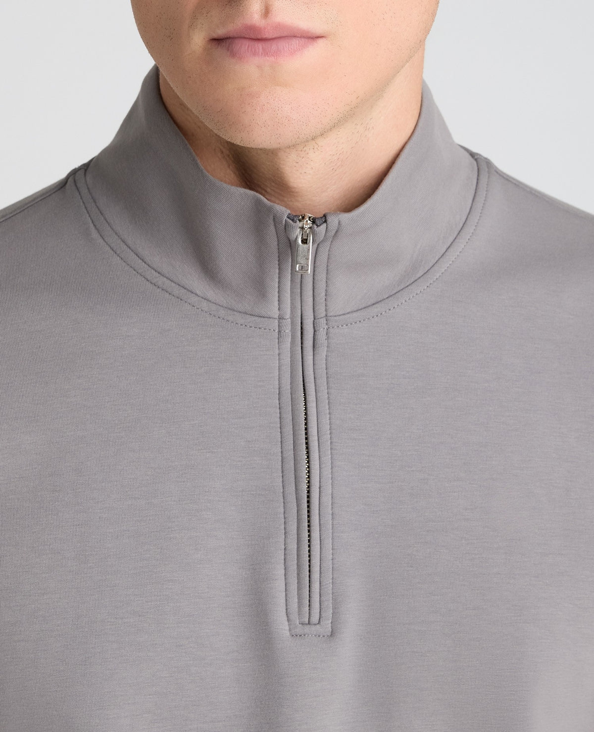 Grey Branded Stretch Half Zip Jumper