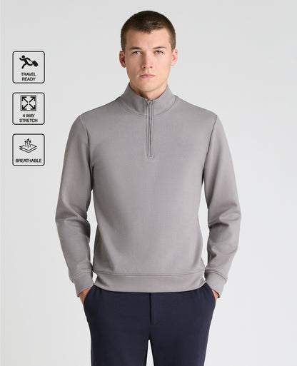 Grey Branded Stretch Half Zip Jumper