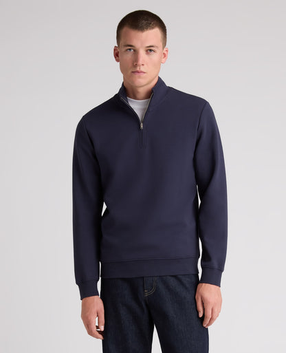 Dark Blue Branded Stretch Half Zip Jumper