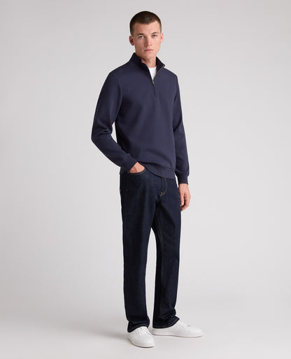 Dark Blue Branded Stretch Half Zip Jumper