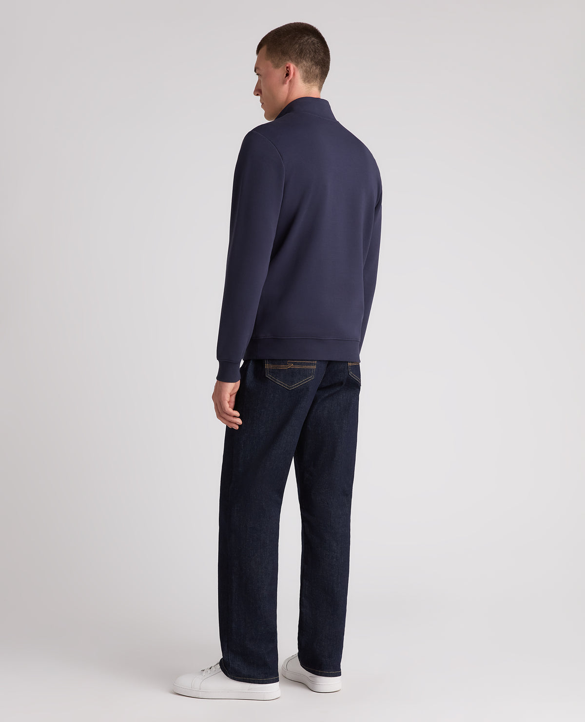 Dark Blue Branded Stretch Half Zip Jumper