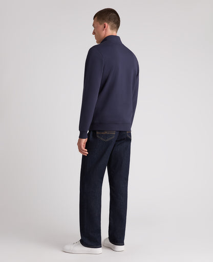 Dark Blue Branded Stretch Half Zip Jumper