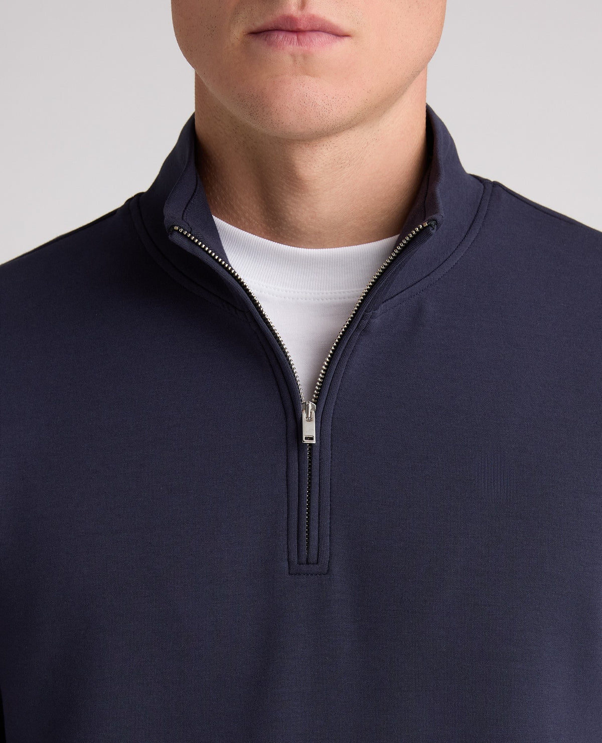 Dark Blue Branded Stretch Half Zip Jumper