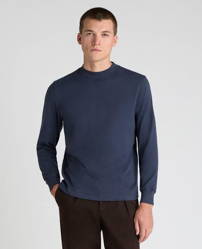 Navy Long Sleeve Cotton T-Shirt