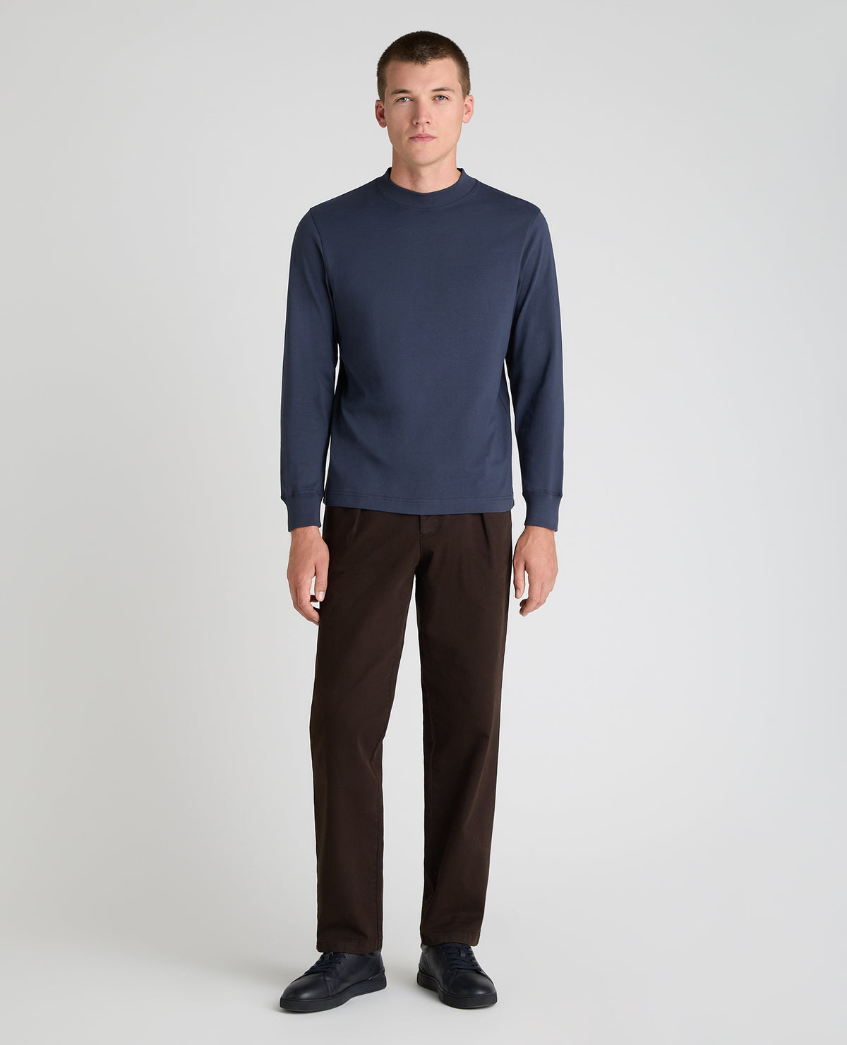 Navy Long Sleeve Cotton T-Shirt