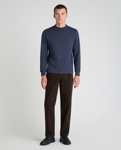 Navy Long Sleeve Cotton T-Shirt