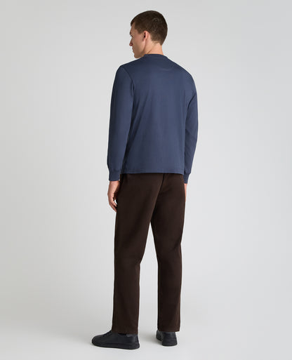 Navy Long Sleeve Cotton T-Shirt