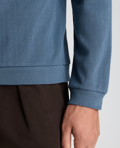 Dark Blue Cable Knit Cotton Polo