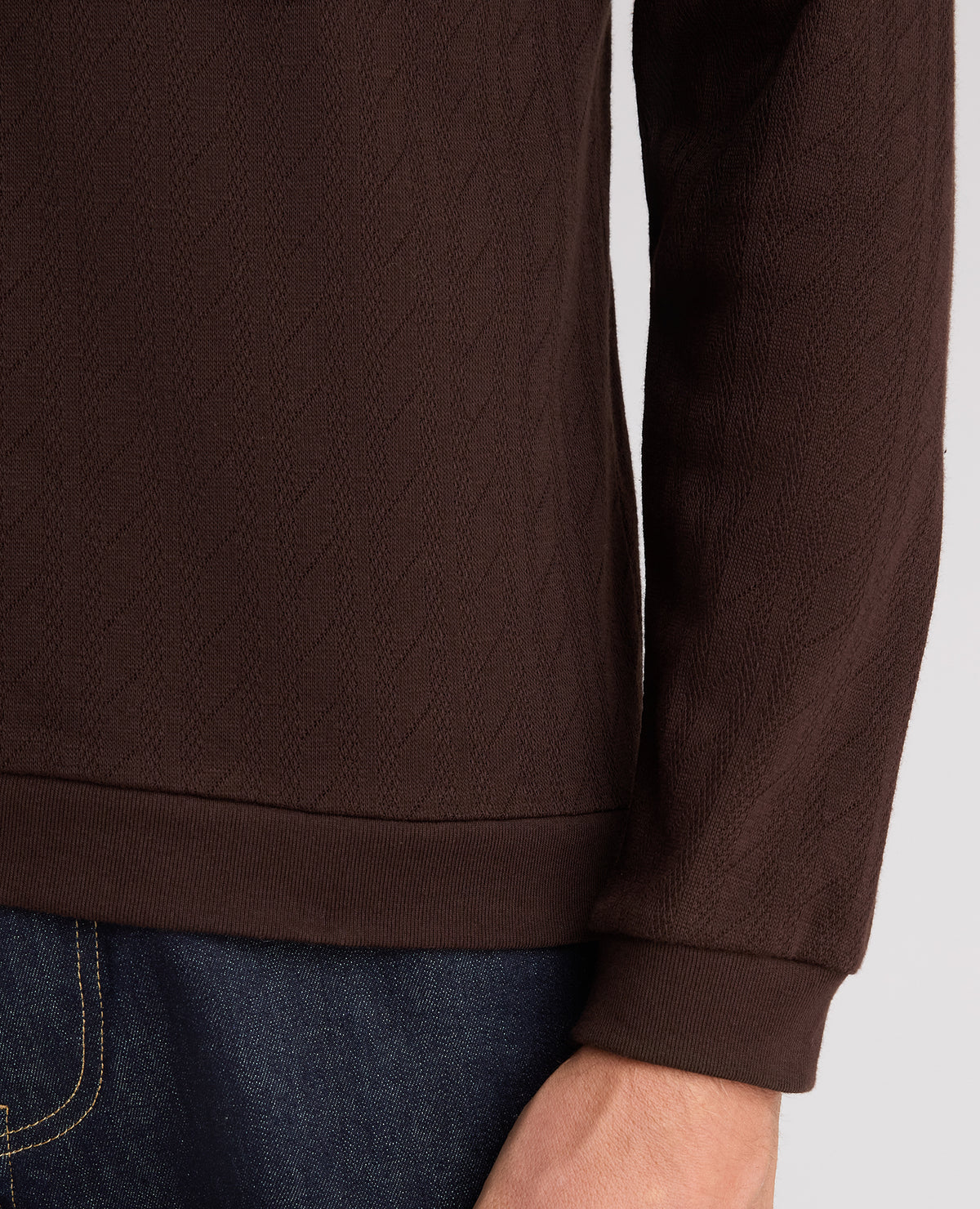 Brown Cable Knit Cotton Polo