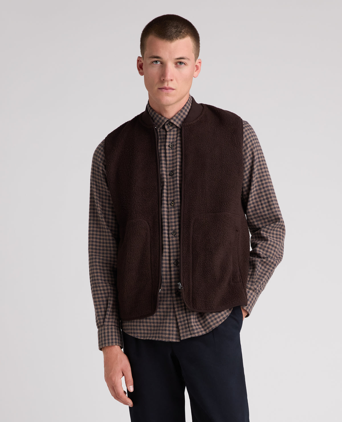 Dark Brown Fleece Gilet