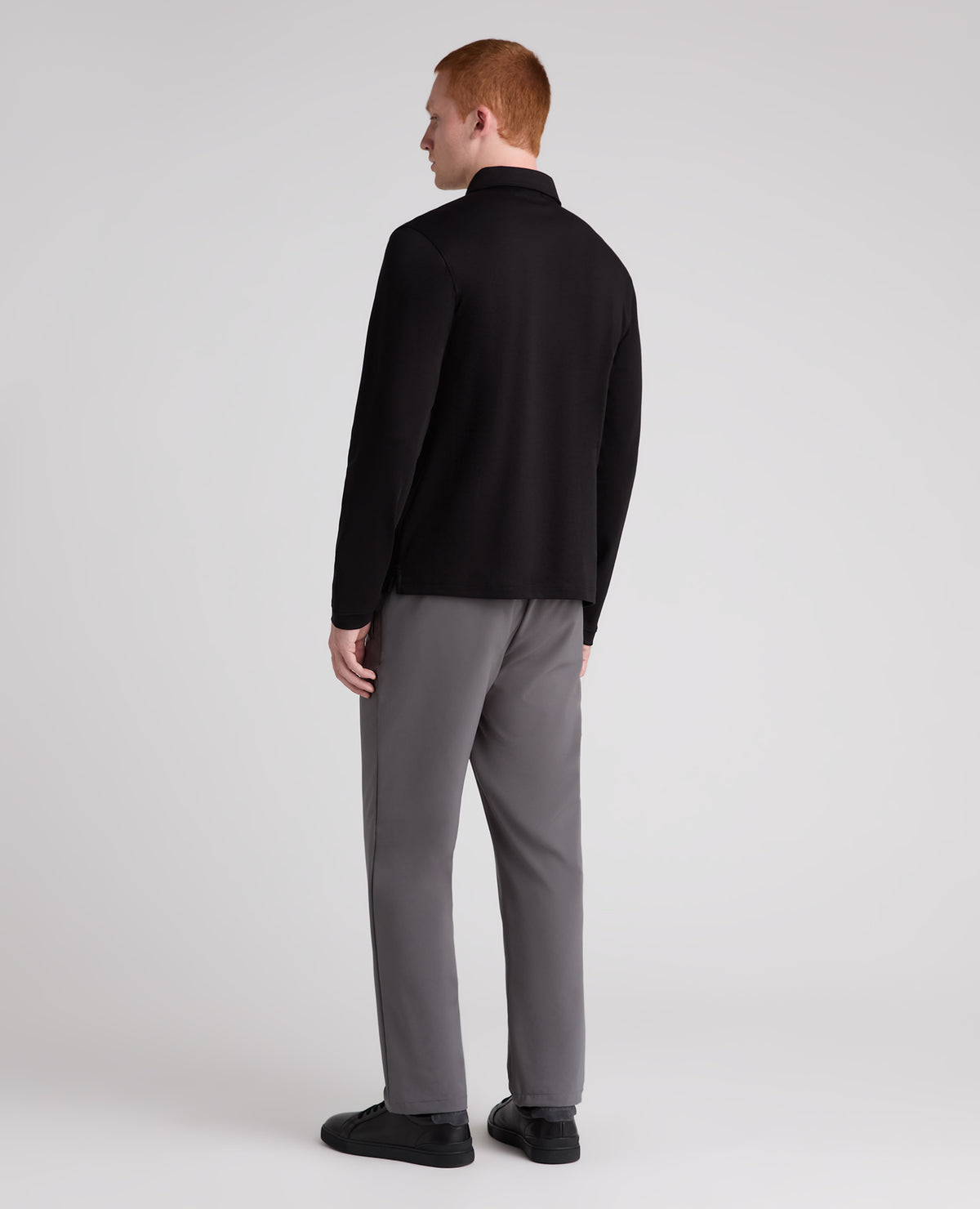 Black Long Sleeve Cotton Polo Shirt