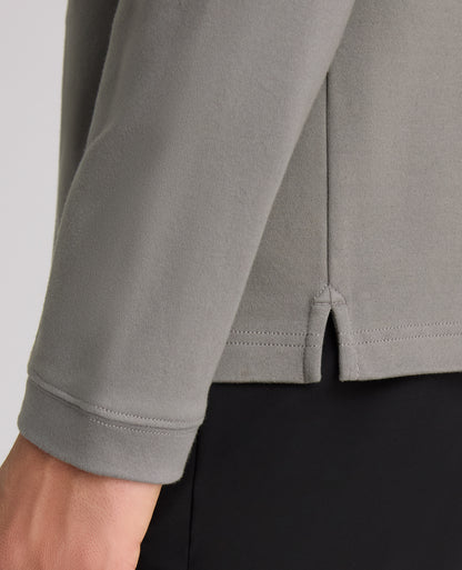 Dark Grey Long Sleeve Cotton Polo Shirt