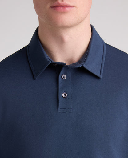 Dark Blue Long Sleeve Cotton Polo Shirt