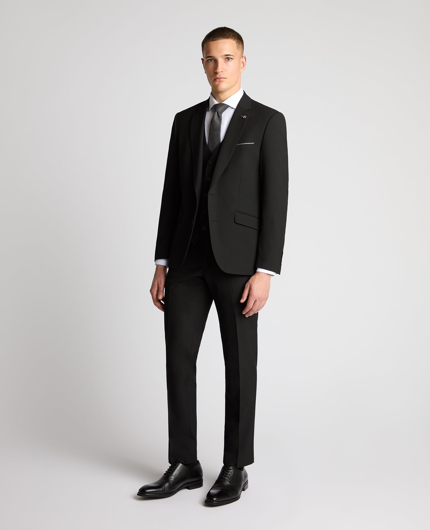 Black Tapered Fit Stretch Mix and Match Suit