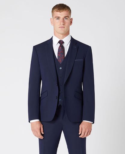 Man wearing a navy Tapered Fit Stretch Mix and Match Suit