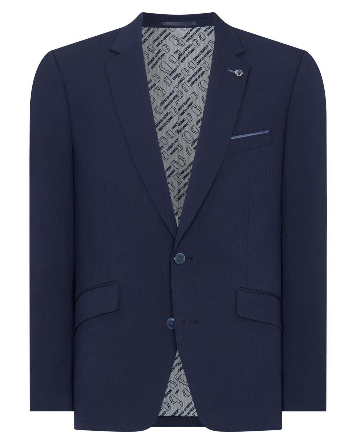Man wearing a navy suit
