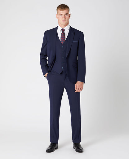Man wearing a navy Tapered Fit Stretch Mix and Match Suit
