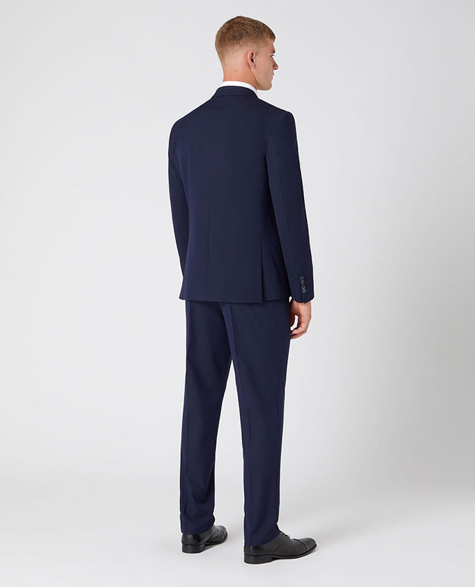 Man wearing a navy Tapered Fit Stretch Mix and Match Suit