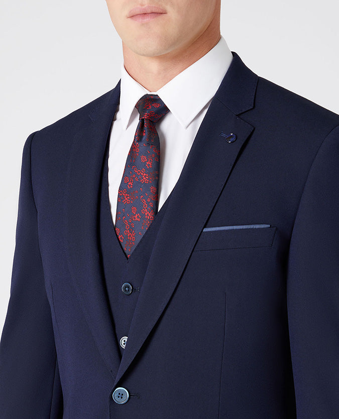 Man wearing a navy Tapered Fit Stretch Mix and Match Suit