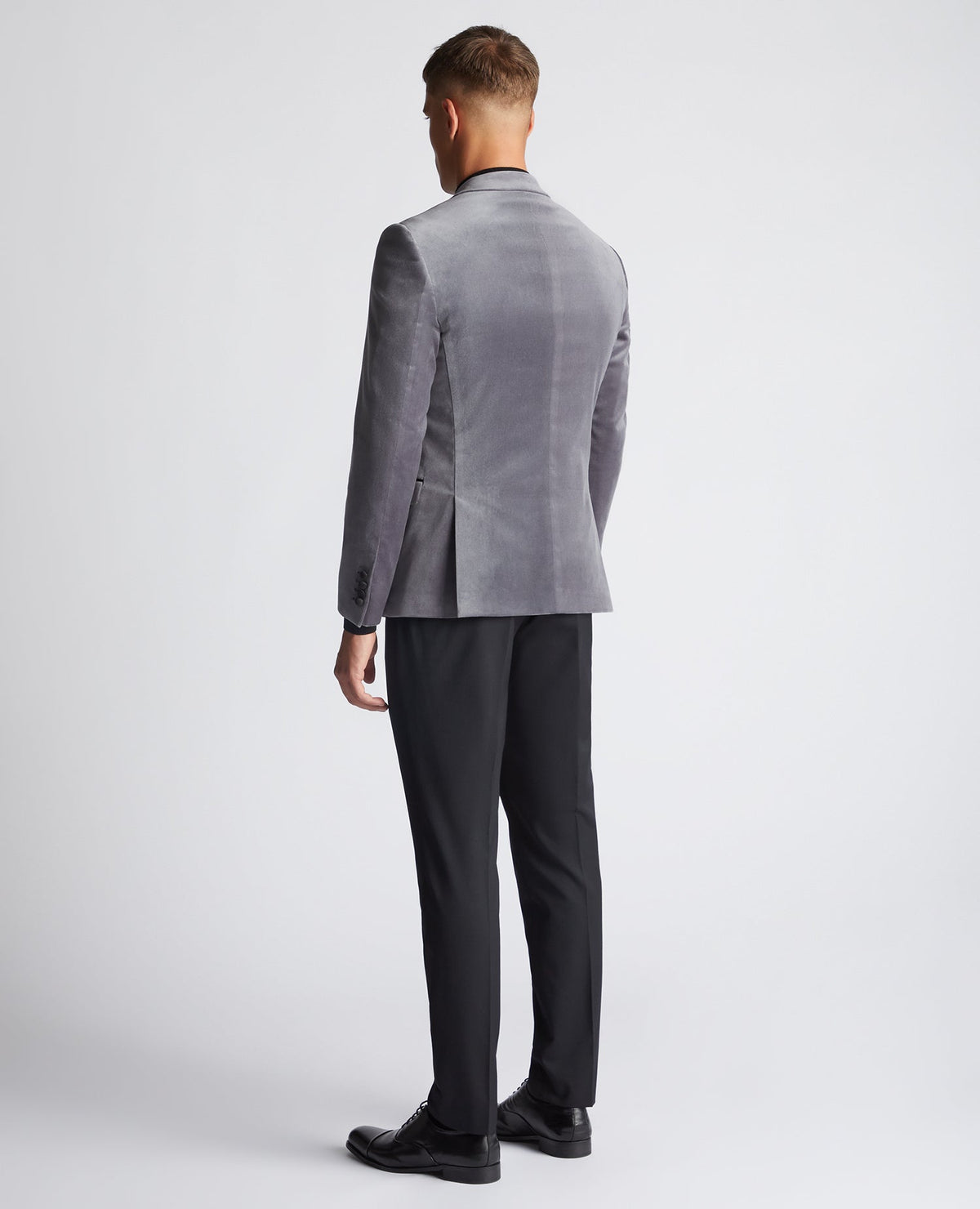Man wearing a grey Slim Fit Velvet Jacket