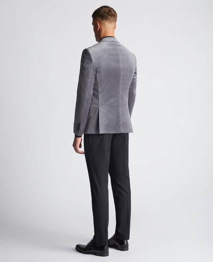 Man wearing a grey Slim Fit Velvet Jacket