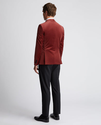 Man wearing a red Slim Fit Velvet Jacket