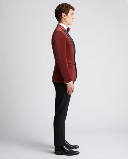 Man wearing a red Slim Fit Velvet Jacket