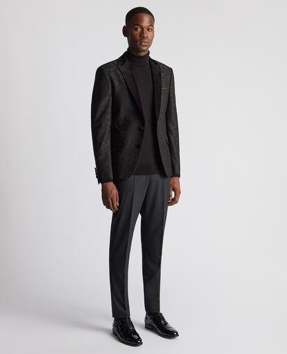Man wearing a black Slim Fit Floral Dinner Jacket