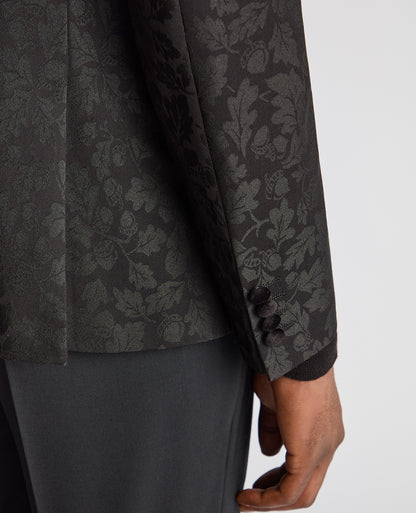 Man wearing a black Slim Fit Floral Dinner Jacket