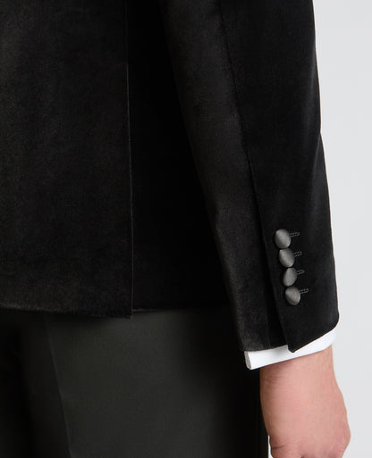 Man wearing a black Slim Fit Velvet Dinner Jacket